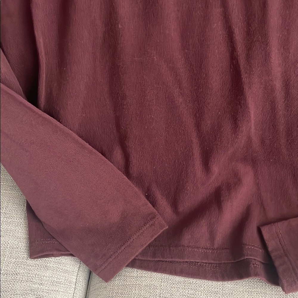 Madewell Burgundy Long Sleeve Top with Puff Sleeve Detail - Picture 4 of 6